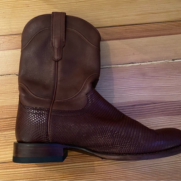 Tecovas The Nash Men’s Cowboy Boots 9.5 EE Exotic Lizard Brown Roper Made Mexico - Picture 9 of 16